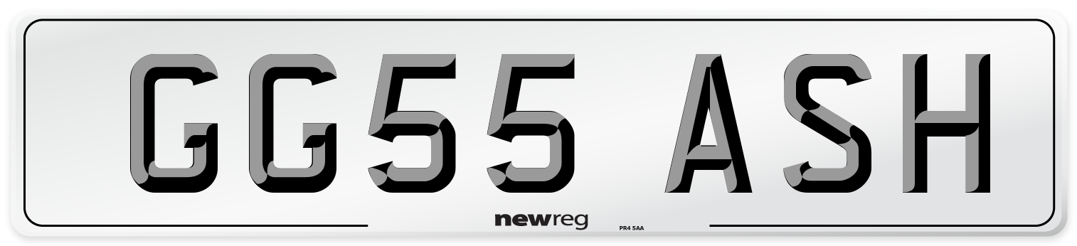 GG55 ASH Number Plate from New Reg